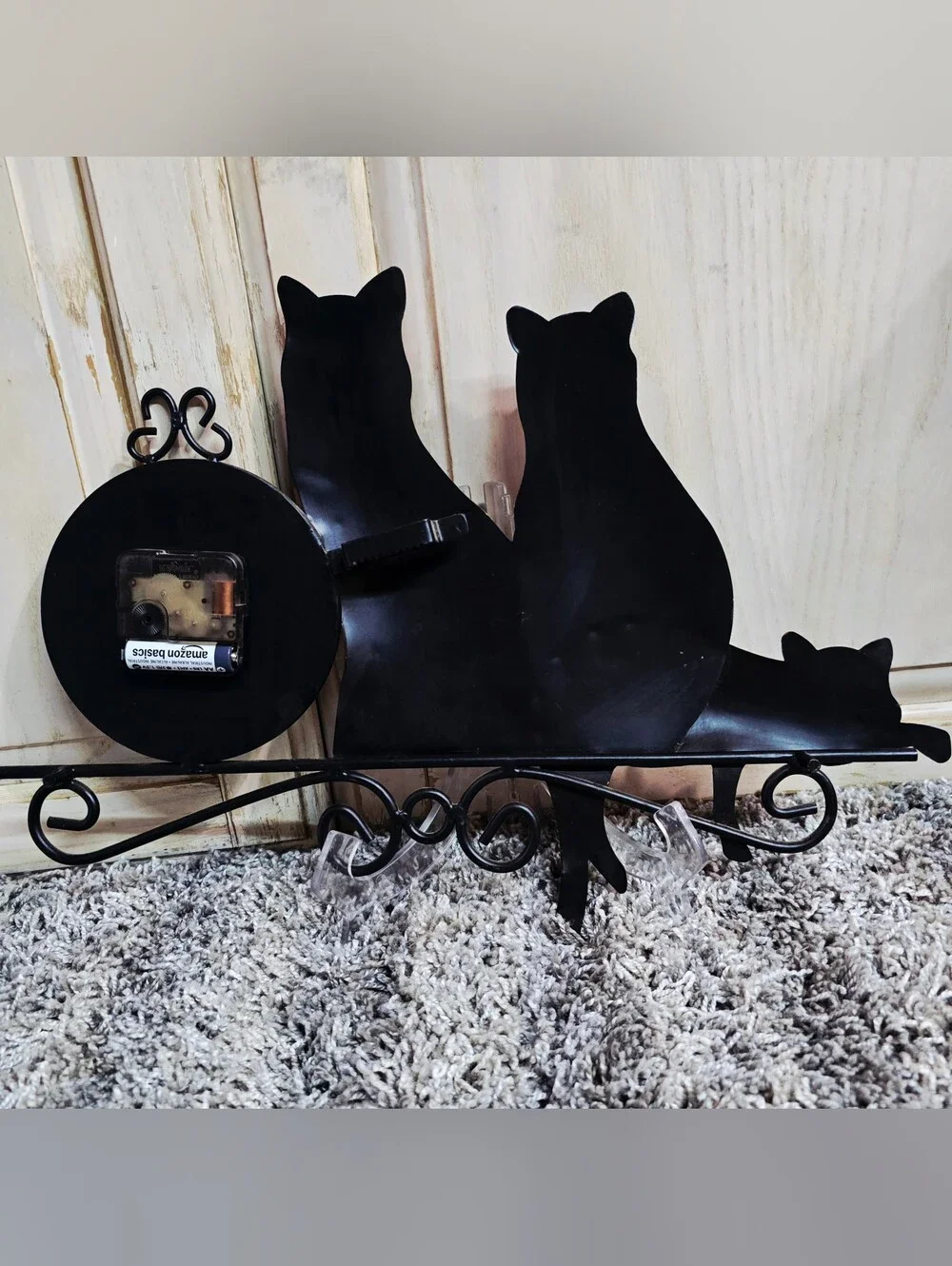 Vintage Metal Cat Clock 3 Kittens Country Folk Art Wall Decor